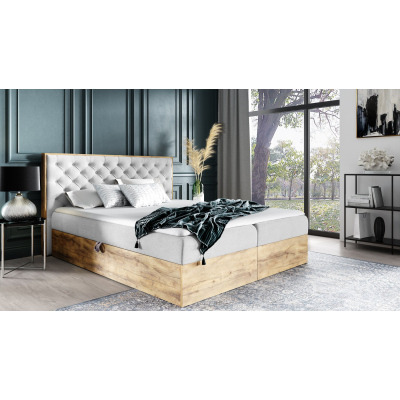 Boxspringbett CHANTELLE 3 – 200x200, Hellgrau + GRATIS Topper