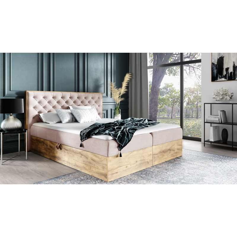 Boxspringbett CHANTELLE 3 – 200x200, Rosa + GRATIS Topper