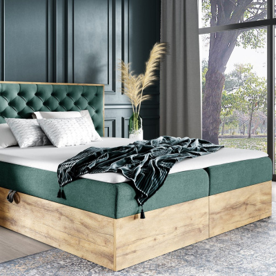 Boxspringbett CHANTELLE 3 – 200x200, Grün + GRATIS Topper