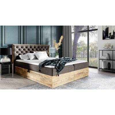 Boxspringbett CHANTELLE 3 – 200x200, Braun + GRATIS Topper