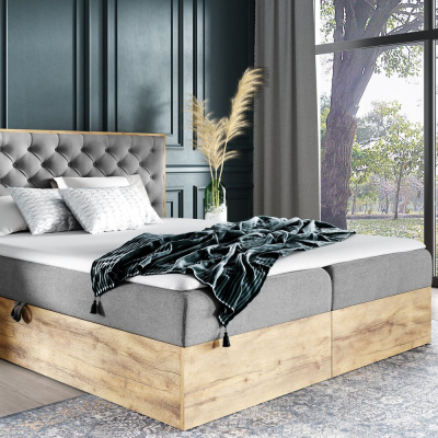 Boxspringbett CHANTELLE 3 – 200x200, Grau + GRATIS Topper