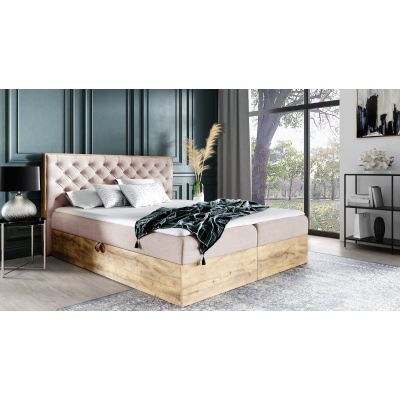 Boxspringbett CHANTELLE 3 – 140x200, Rosa + GRATIS Topper