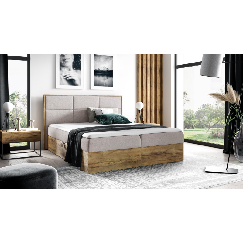 Boxspringbett CHANTELLE 2 – 200x200, Beige + GRATIS Topper