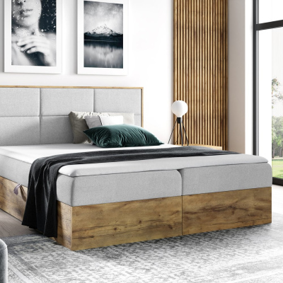 Boxspringbett CHANTELLE 2 – 200x200, Hellgrau + GRATIS Topper