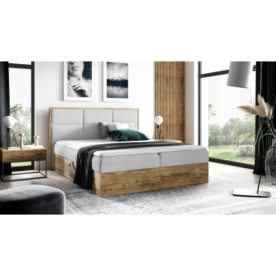 Boxspringbett CHANTELLE 2 – 200x200, Hellgrau + GRATIS Topper