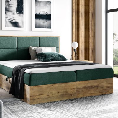 Boxspringbett CHANTELLE 2 – 200x200, Grün + GRATIS Topper