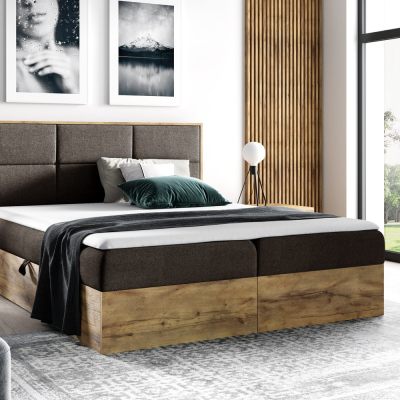 Boxspringbett CHANTELLE 2 – 200x200, Braun + GRATIS Topper