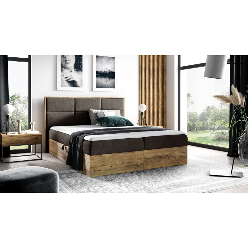 Boxspringbett CHANTELLE 2 – 200x200, Braun + GRATIS Topper