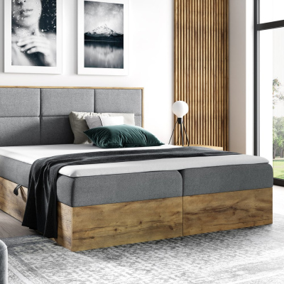 Boxspringbett CHANTELLE 2 – 200x200, Grau + GRATIS Topper