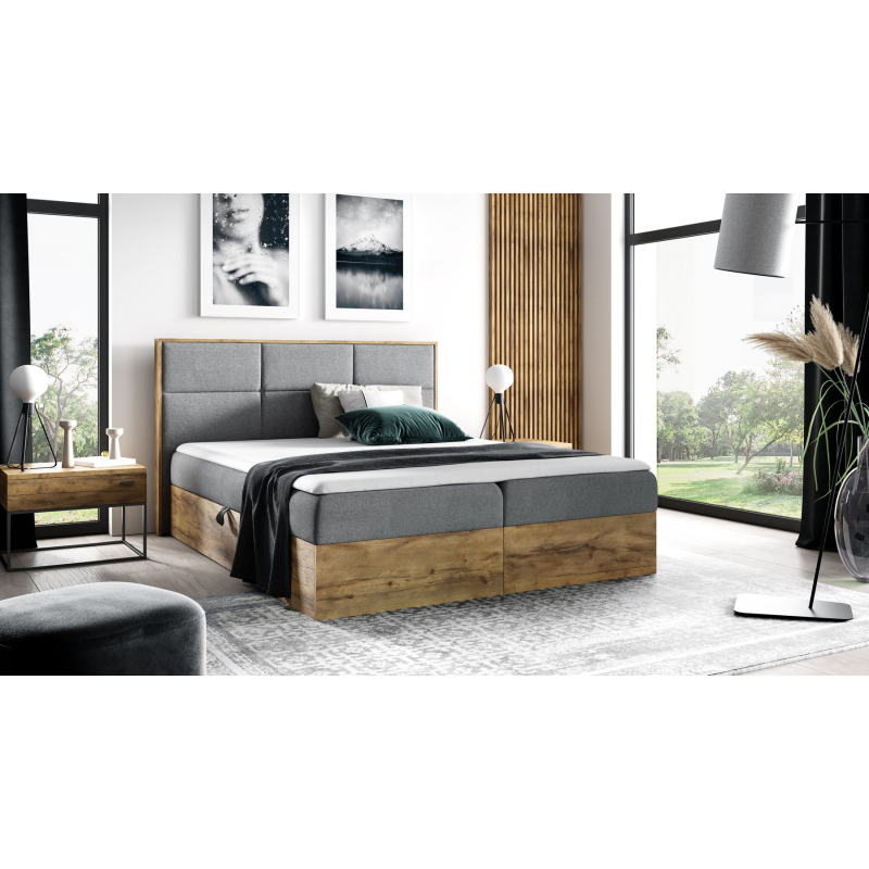 Boxspringbett CHANTELLE 2 – 200x200, Grau + GRATIS Topper