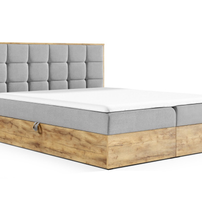 Boxspringbett CHANTELLE 1 – 200x200, Hellgrau + GRATIS Topper