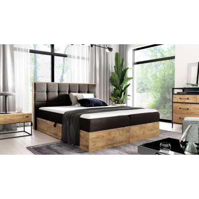 Boxspringbett CHANTELLE 1 – 200x200, Braun + GRATIS Topper