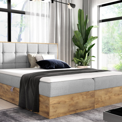 Boxspringbett CHANTELLE 1 – 180x200, Hellgrau + GRATIS Topper