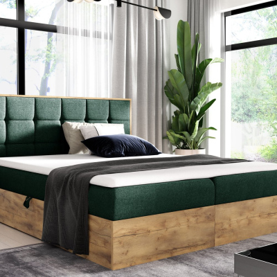 Boxspringbett ALOIS 1 – 180x200, Grün + GRATIS Topper