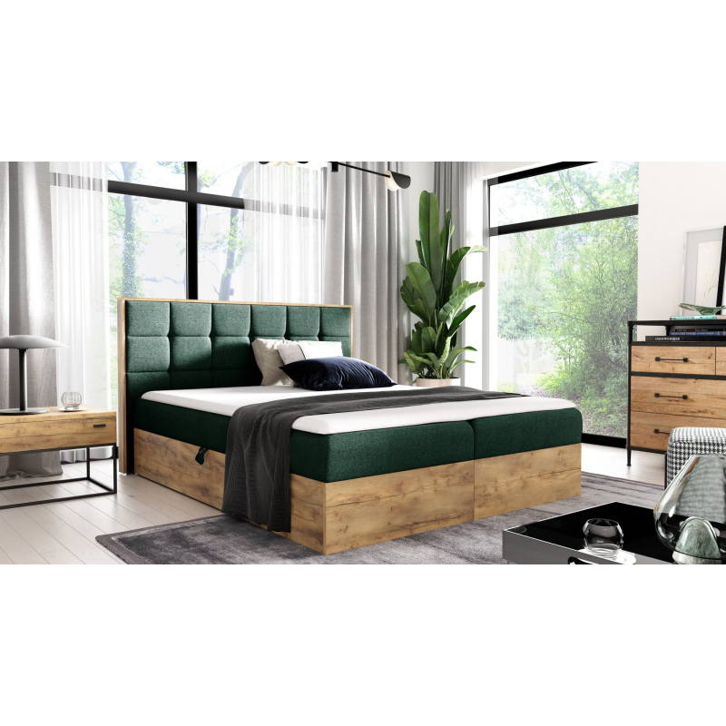 Boxspringbett ALOIS 1 – 180x200, Grün + GRATIS Topper