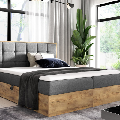 Boxspringbett ALOIS 1 – 180x200, Grau + GRATIS Topper