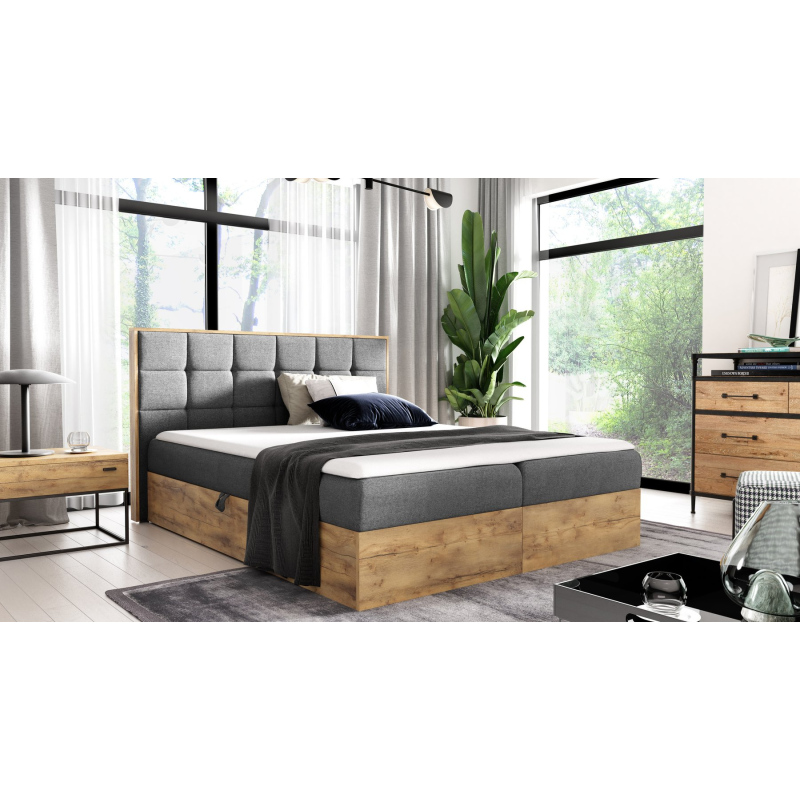 Boxspringbett ALOIS 1 – 180x200, Grau + GRATIS Topper