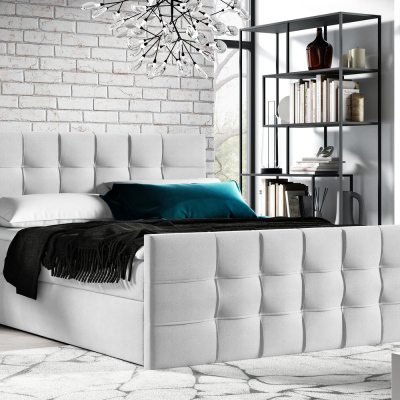 Gepolstertes Boxspringbett IVANA 1 LUX – 200x200, Hellgrau + GRATIS Topper