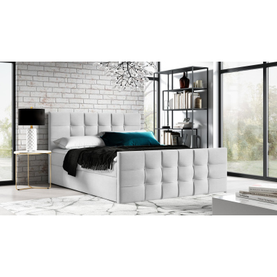 Gepolstertes Boxspringbett IVANA 1 LUX – 200x200, Hellgrau + GRATIS Topper