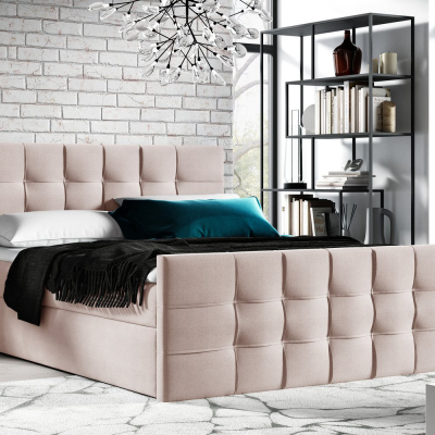 Gepolstertes Boxspringbett IVANA 1 LUX – 200x200, Rosa + GRATIS Topper