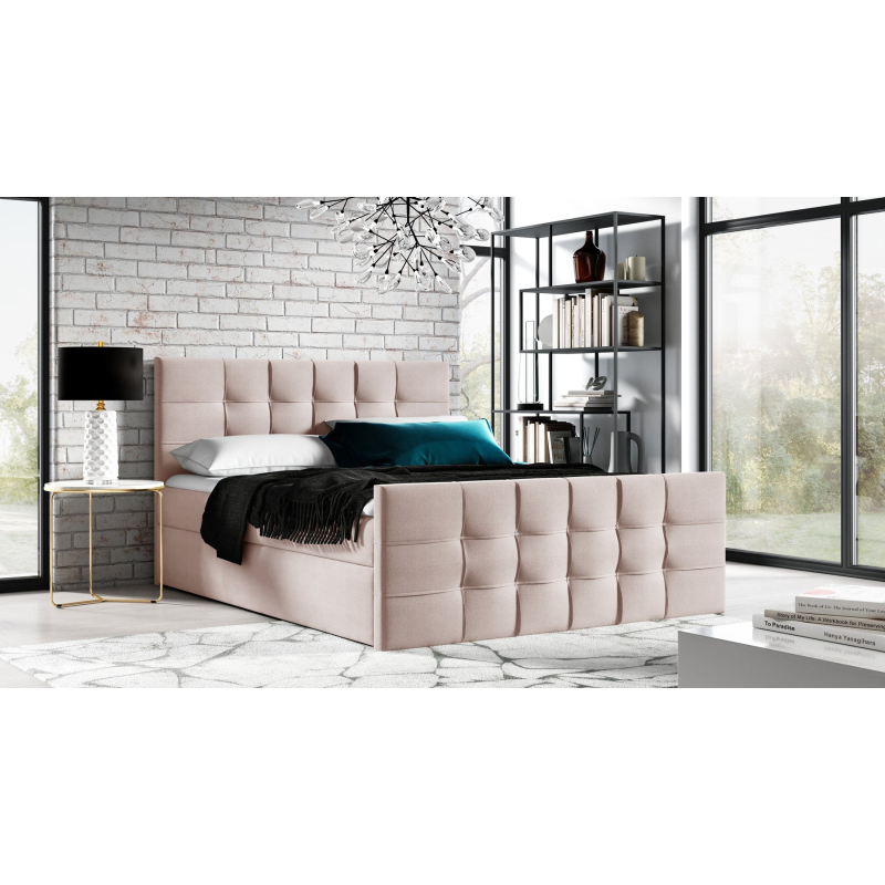 Gepolstertes Boxspringbett IVANA 1 LUX – 200x200, Rosa + GRATIS Topper