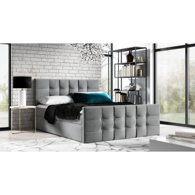 Gepolstertes Boxspringbett IVANA 1 LUX – 200x200, Grau + GRATIS Topper