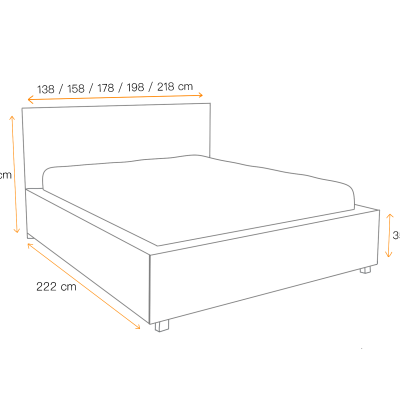 Doppelbett TIBOR – 200x200, rot 