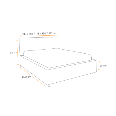 Doppelbett TIBOR – 200x200, rot 