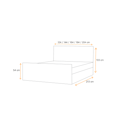 Polsterbett TIBOR LUX – 200x200, Rot + GRATIS Topper