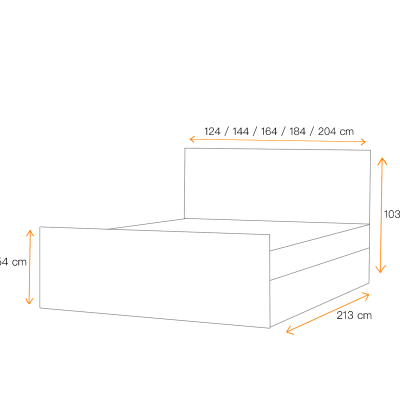 Polsterbett TIBOR LUX – 200x200, Grau + GRATIS Topper