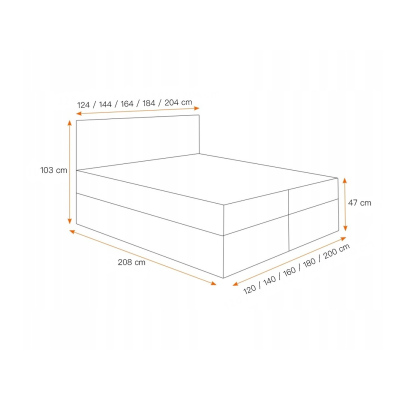 Bett Boxspring TIBOR – 200x200, rot + KOSTENLOSER Topper