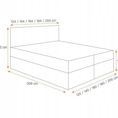 Bett Boxspring TIBOR – 200x200, schwarz + KOSTENLOSER Topper