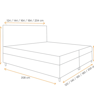 Boxspring Bett mit Stauraum BRIGITA – 200x200, gelb + KOSTENLOSER Topper