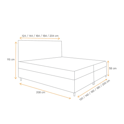 Boxspring Bett mit Stauraum BRIGITA – 200x200, gelb + KOSTENLOSER Topper