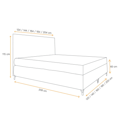 Boxspringbett SHANNON – 200x200, Gelb + GRATIS Topper