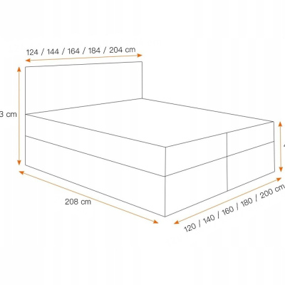 Boxspring Bett mit gestepptem Kopfteil EUGENA – 200x200, gelb + KOSTENLOSER Topper