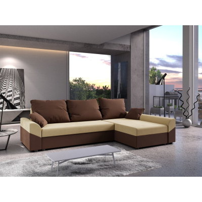 Elegantes Ecksofa DAGMAR – dunkelbraun / braun