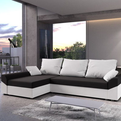 Elegantes Ecksofa DAGMAR – weiß / schwarz