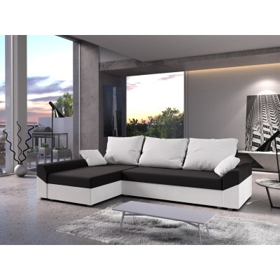 Elegantes Ecksofa DAGMAR – weiß / schwarz