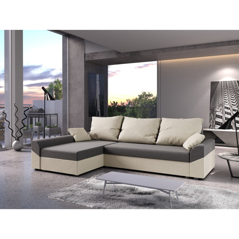 Elegantes Ecksofa DAGMAR – hellgrau / beige