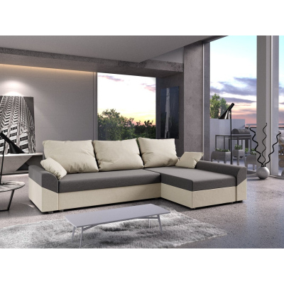 Elegantes Ecksofa DAGMAR – hellgrau / beige