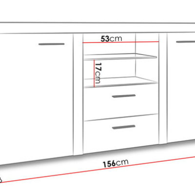 Kombinierte Kommode mit Beleuchtung PUMBA – weiß / Beton