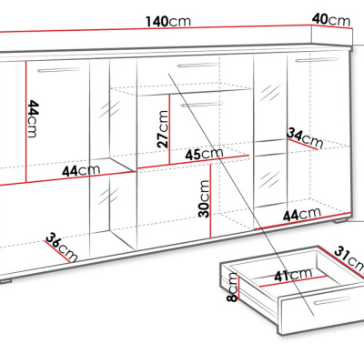 Kommode für das Wohnzimmer SANA – weiß