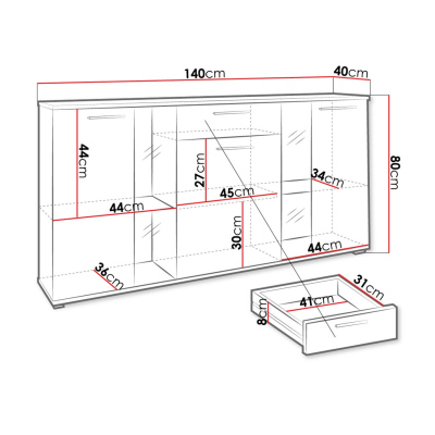 Kommode für das Wohnzimmer SANA – weiß