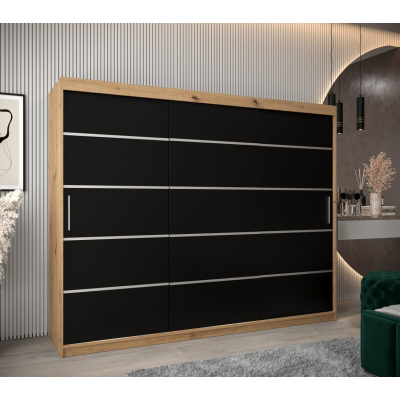 Kleiderschrank ENNI – Breite 250 cm, Eiche artisan / schwarz