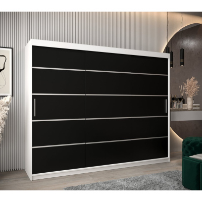 Kleiderschrank ENNI – Breite 250 cm, weiß / schwarz