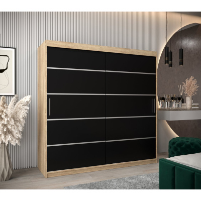 Kleiderschrank ENNI – Breite 200 cm, Eiche sonoma / schwarz