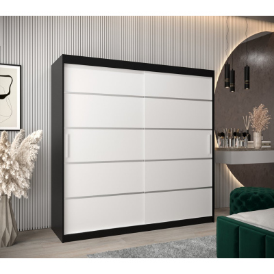 Kleiderschrank ENNI – Breite 200 cm, schwarz / weiß