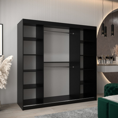 Kleiderschrank ENNI – Breite 200 cm, schwarz / weiß