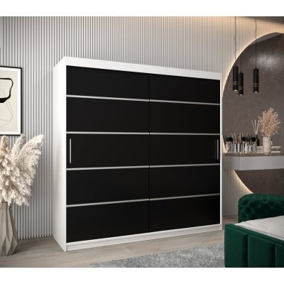 Kleiderschrank ENNI – Breite 200 cm, weiß / schwarz